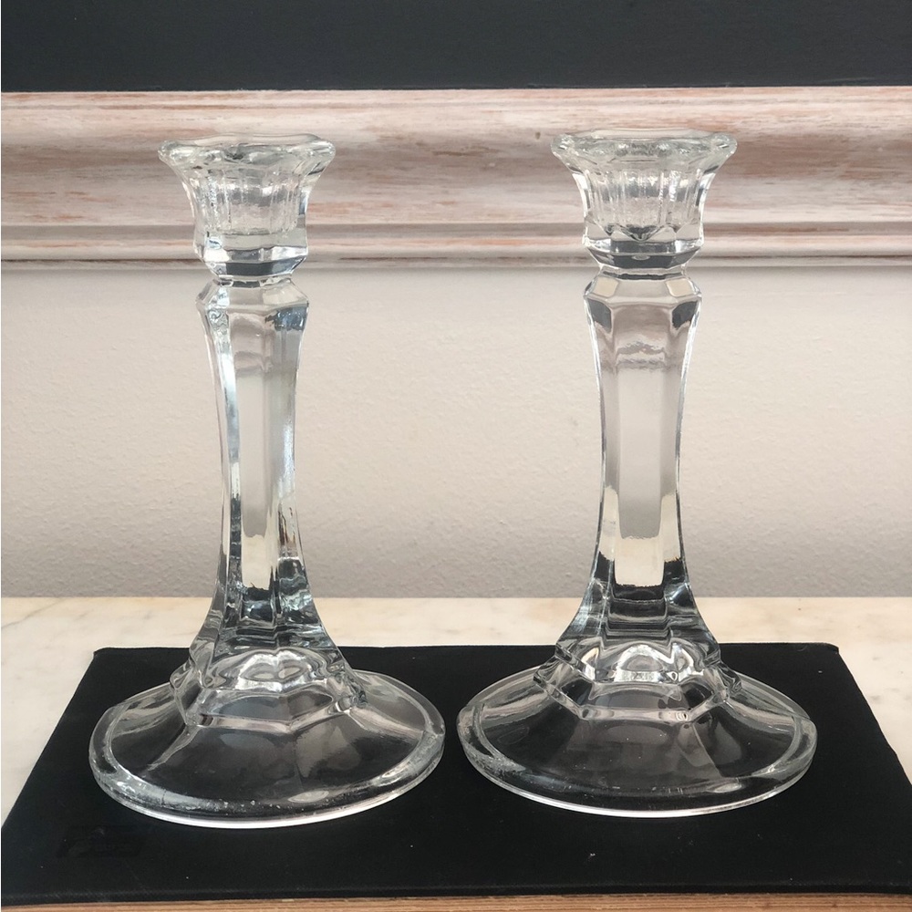 Vintage glass candlestick holders
